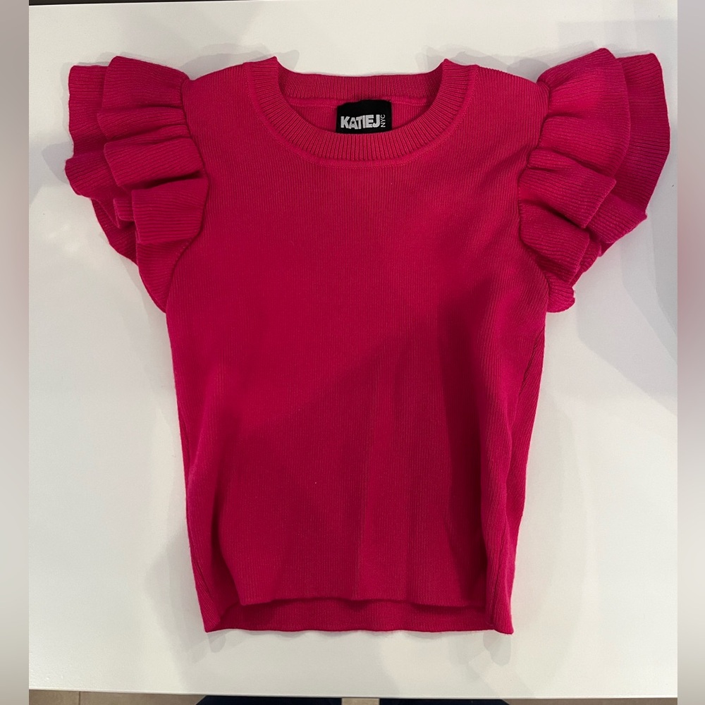 Katie J NYC girls short sleeve ruffle sweater top. Worn once, great condition